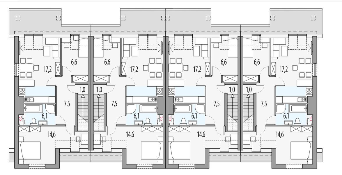 Poddasze projektu Paweł i gaweł 2a - szereg l+sl+s+ll