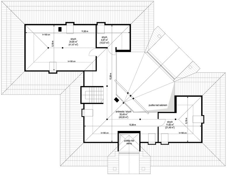 Poddasze projektu Willa Parkowa 6 modern A