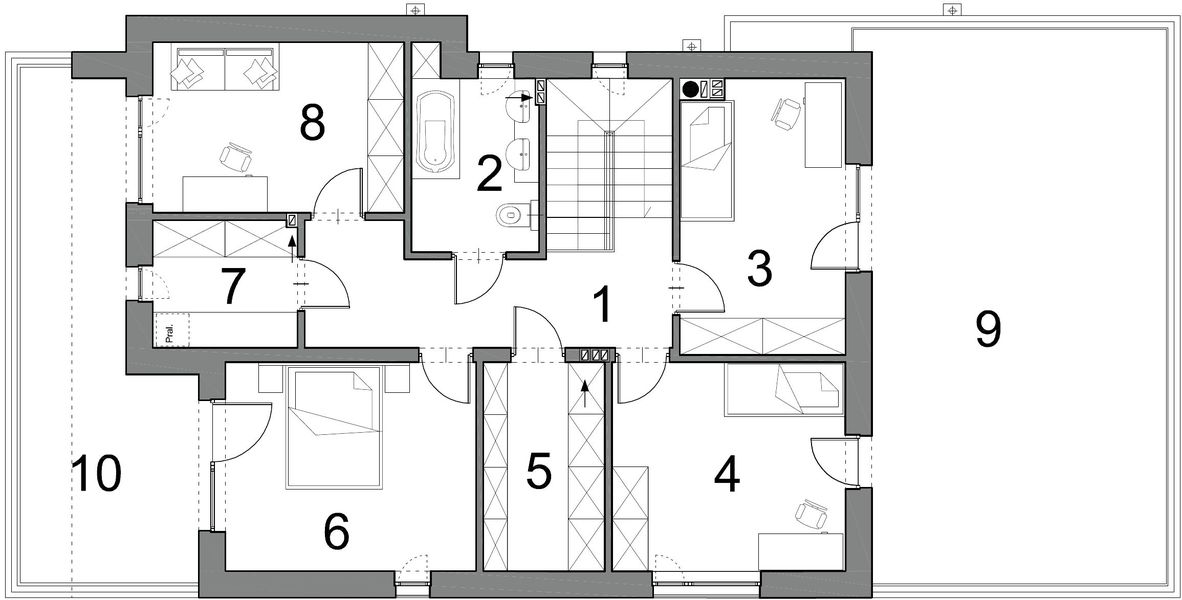Piętro 1 projektu Gustowny D39 wariant III