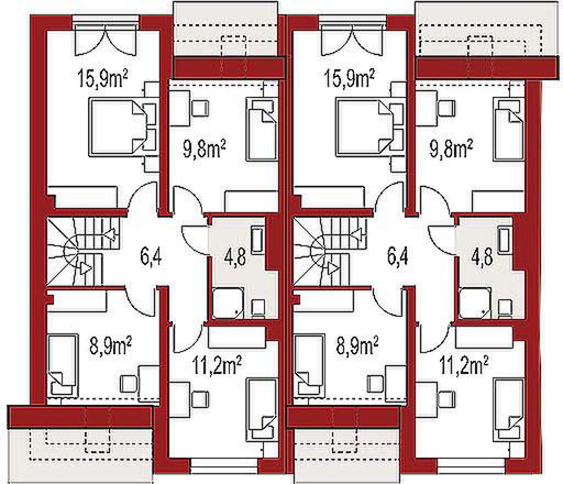 Poddasze projektu Andrea A jednorodzinny dwulokalowy