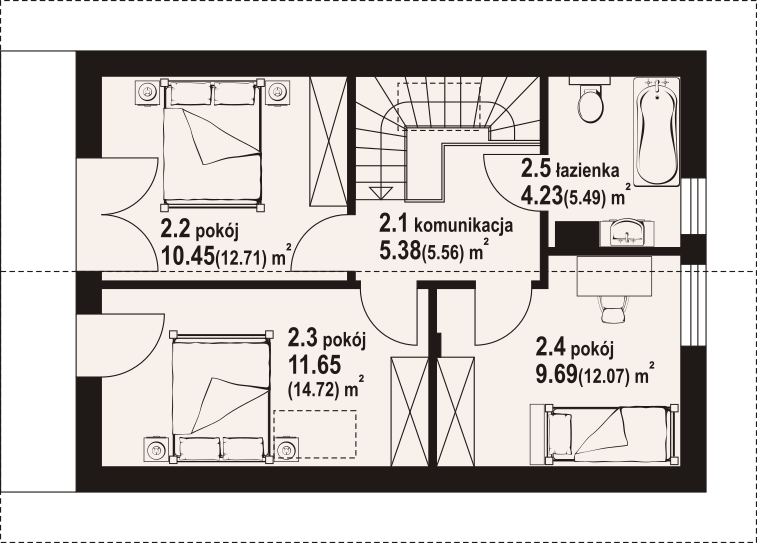 Poddasze projektu Świecie aa 70 dws