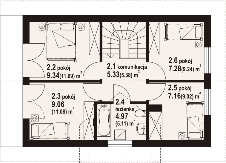 Poddasze projektu Żarki aa 70 dws