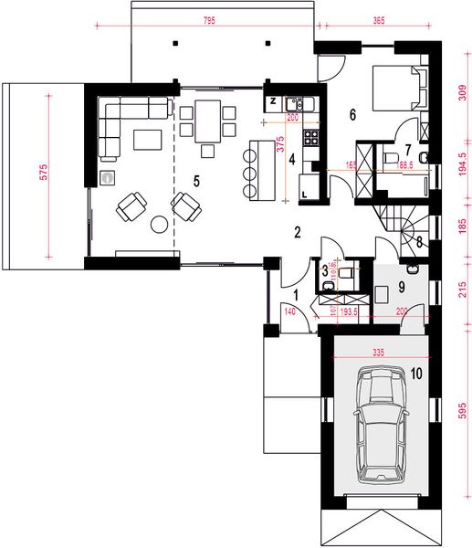 Parter projektu Sobota z garażem 1-st. [A1]
