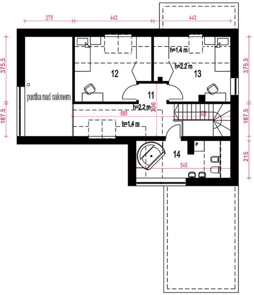 Poddasze projektu Sobota z garażem 1-st. [A1]