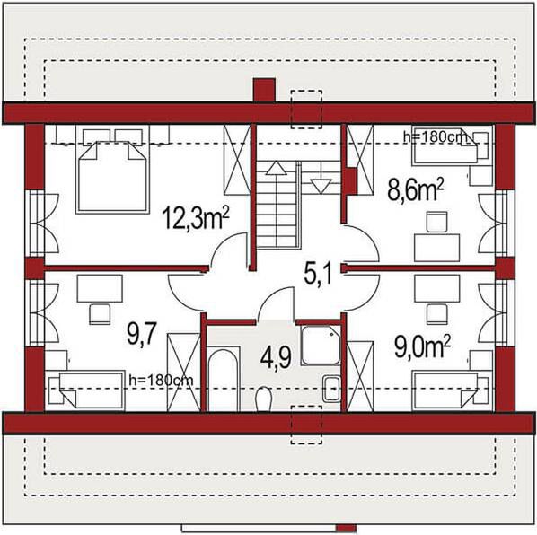 Poddasze projektu Harmonia Nova A wersja Ytong