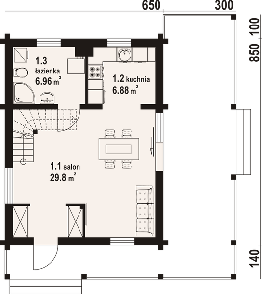 Parter projektu Gajówko 5 dw