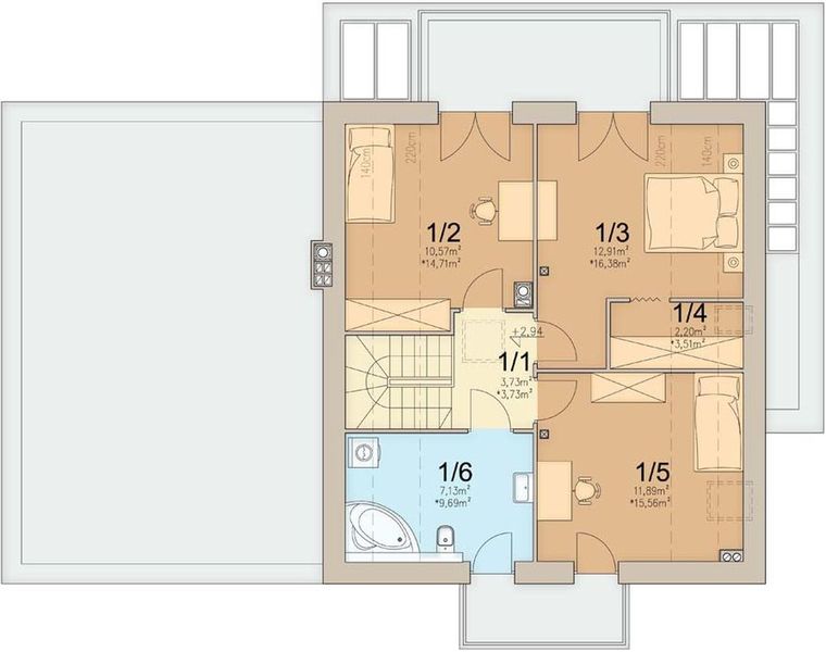 Poddasze projektu Lungo 4 modern s2