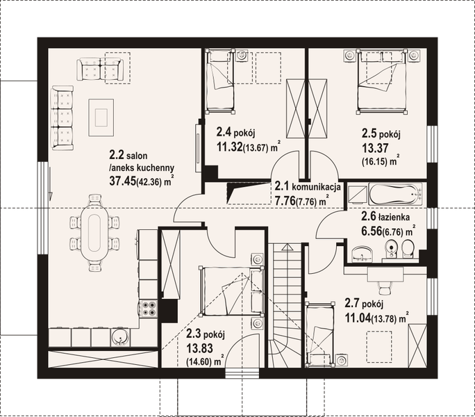 Poddasze projektu Andrzejówka 22 dw