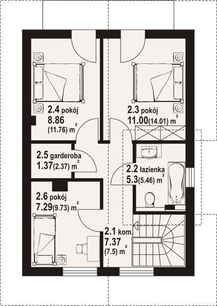 Poddasze projektu Gniazdowo aa 70 dws