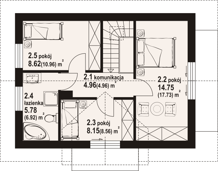 Poddasze projektu Hebdów aa 70