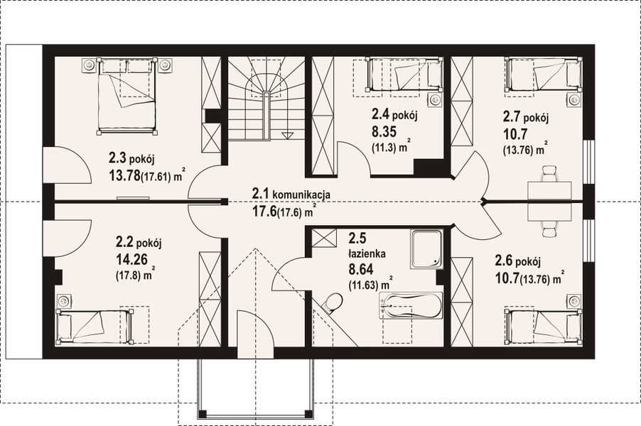 Poddasze projektu Zawoja 25 dwst