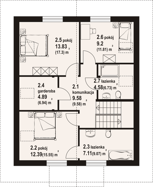 Poddasze projektu Grochowice 77 dw