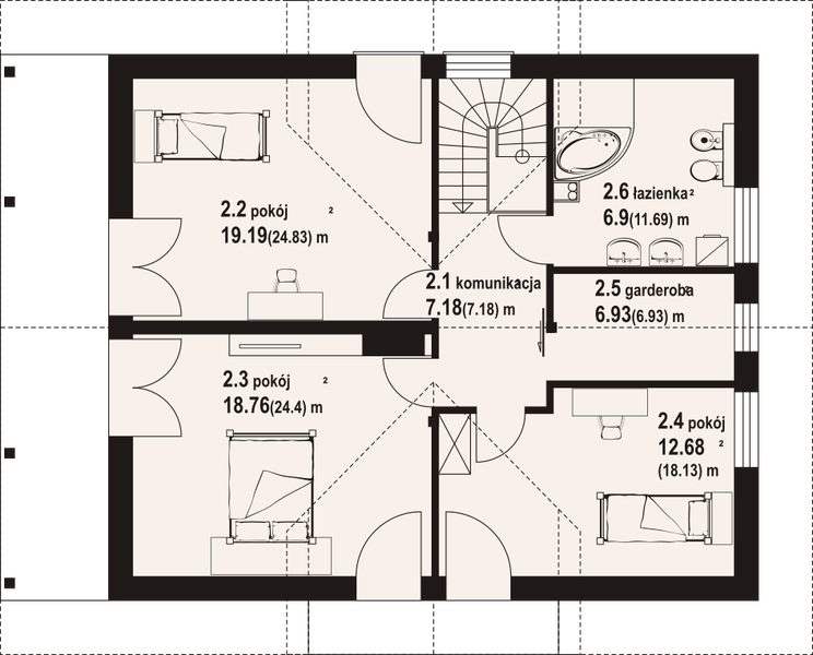 Poddasze projektu Świdnica 45 m