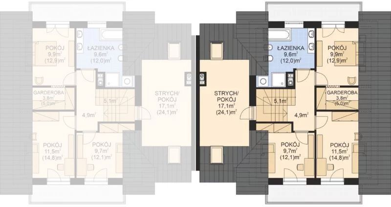 Poddasze projektu APS 237 wariant 2