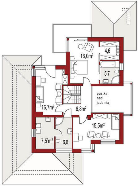 Piętro 1 projektu Carmen Magdalena A 30 stopni strop monolityczny