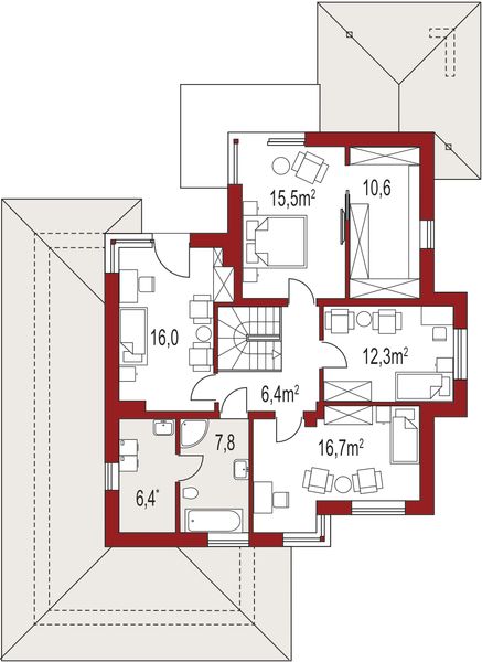 Piętro 1 projektu Carmen Magdalena B strop monolityczny