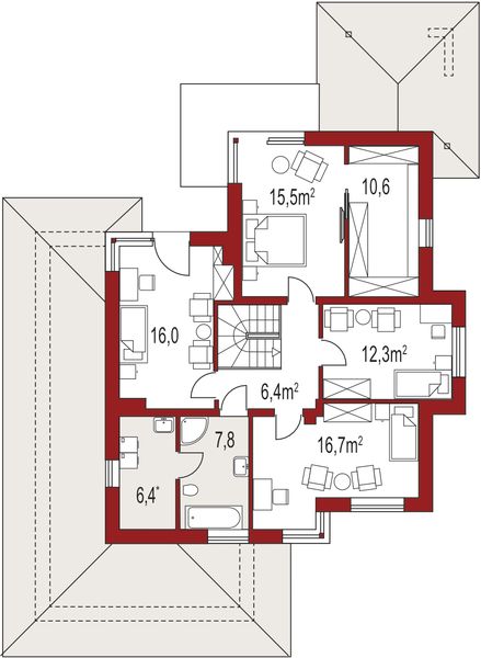 Piętro 1 projektu Carmen Magdalena C 30 stopni strop monolityczny