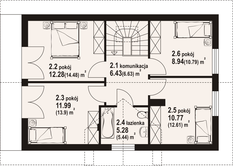 Poddasze projektu Żarki a3 dws