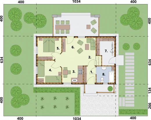 Parter projektu LA PALMA C szkielet drewniany, dom mieszkalny, całoroczny z pompą ciepła i fotowoltaiką