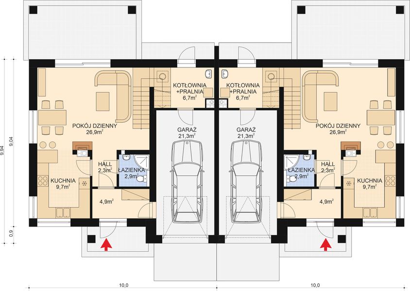 Parter projektu APS 254 wariant 3 dwulokalowy