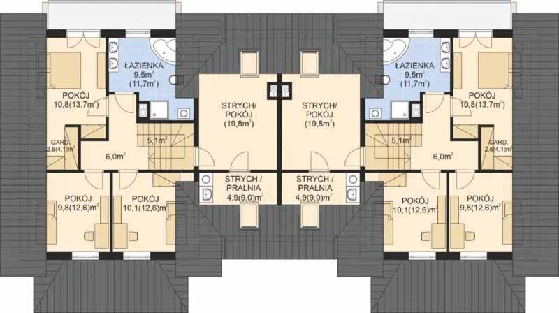 Poddasze projektu APS 237 dwulokalowy