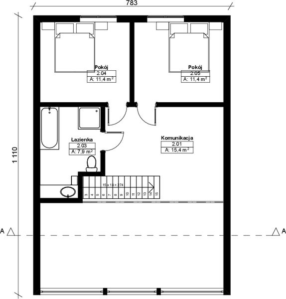 Poddasze projektu Dom modułowy całoroczny Marysia 4