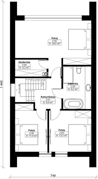 Poddasze projektu Dom modułowy całoroczny Marysia 6