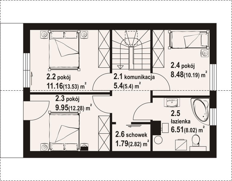 Poddasze projektu Bartkowo aa 70 dw
