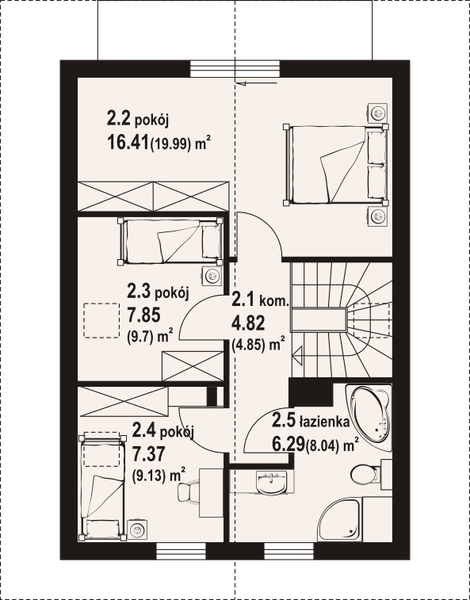 Poddasze projektu Gąsawa aa 70 dw