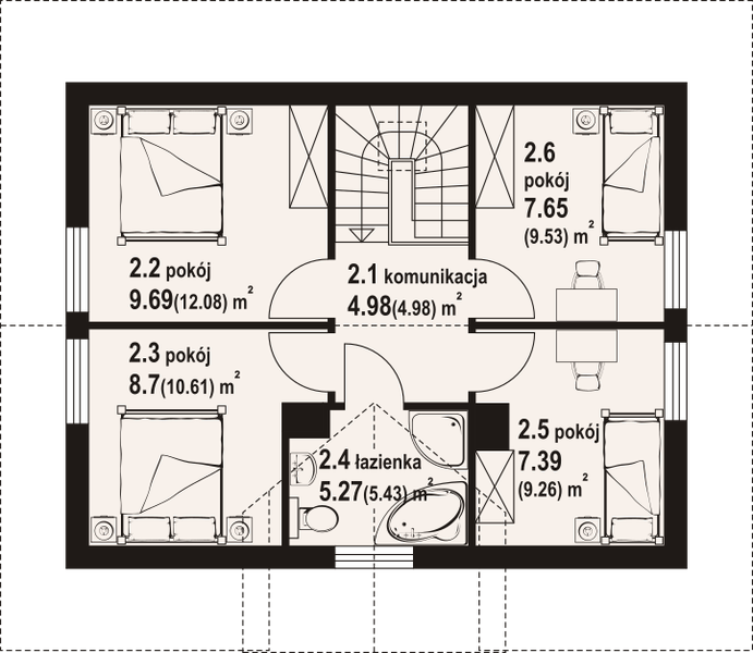 Poddasze projektu Zawojowo aa 70 dw