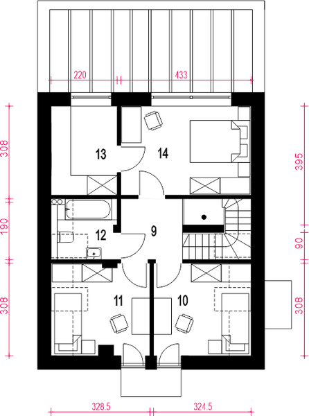 Poddasze projektu Amon II bez garażu [B]