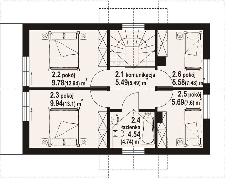 Poddasze projektu Osieczno aa 70 dws