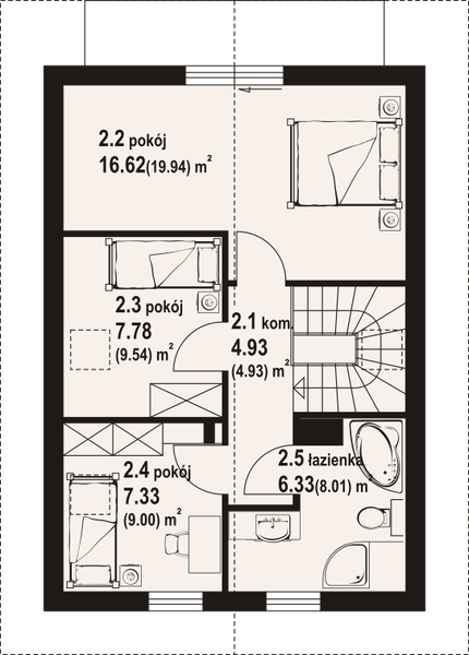 Poddasze projektu Gąsawa aa 70 dws