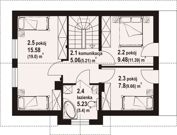 Poddasze projektu Modrowo aa 70 dws