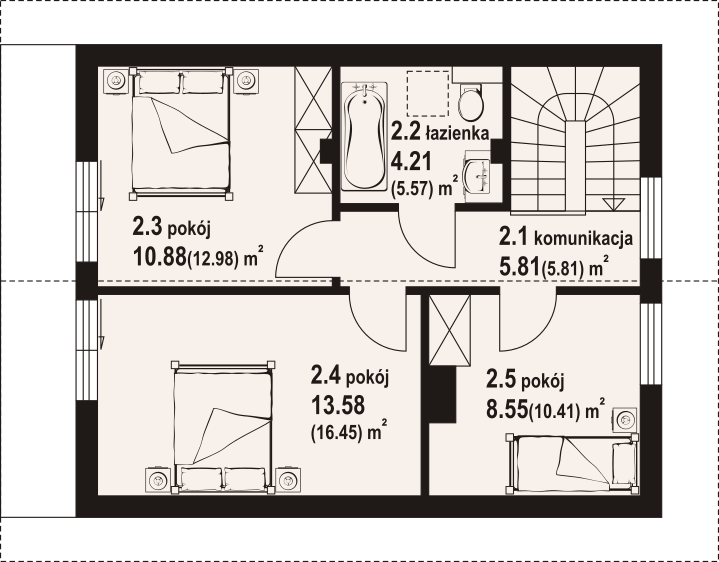 Poddasze projektu Trzebowice aa 70 dw