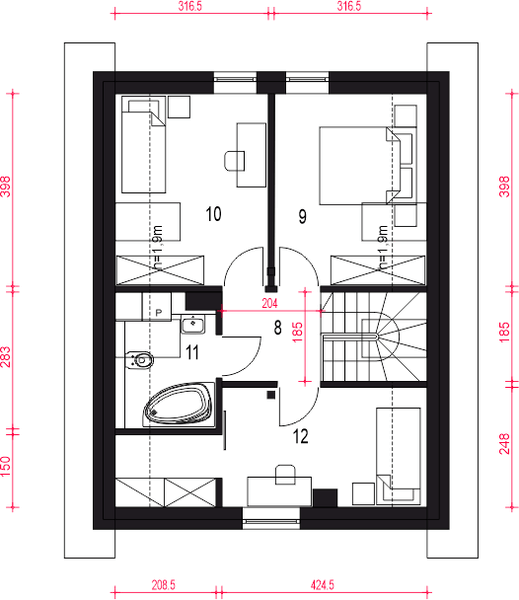 Poddasze projektu Kiwi bez garażu [B]
