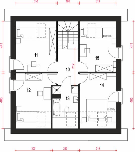 Poddasze projektu Wawrzyn z garażem 1-st. [A]
