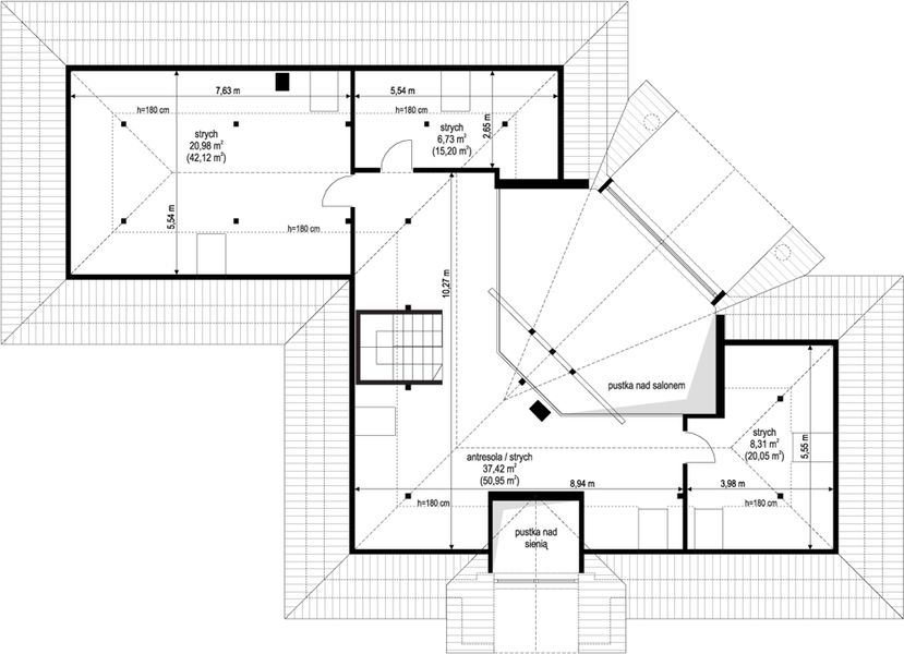 Poddasze projektu Willa Parkowa 6 D