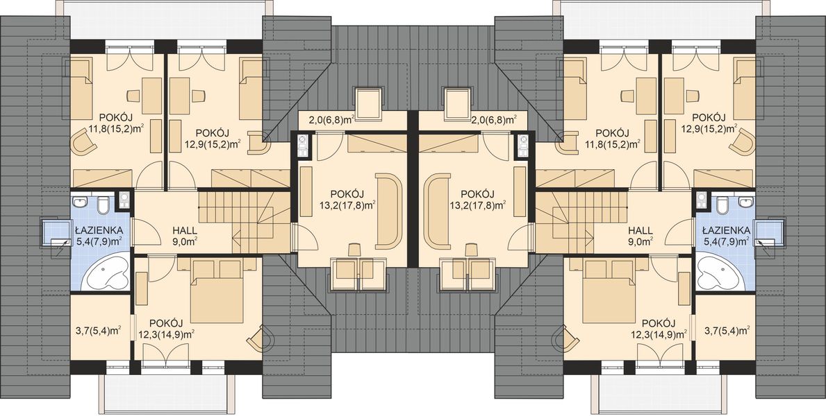 Poddasze projektu APS 209 dwulokalowy