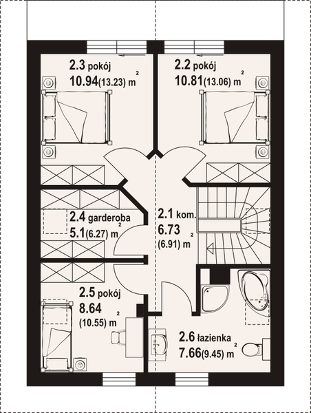 Poddasze projektu Gąsawa a3 dw