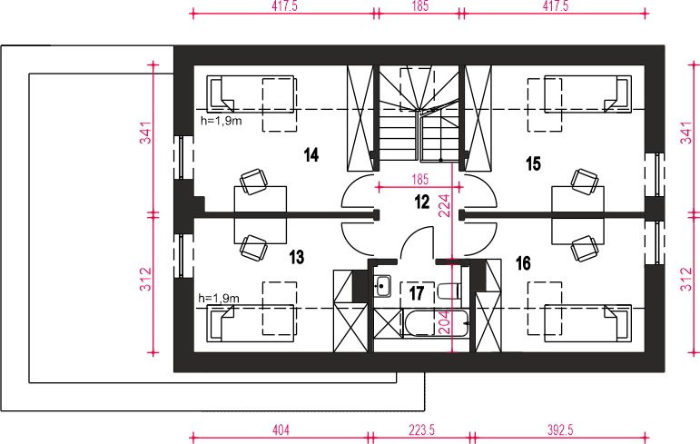 Poddasze projektu Werbena z garażem 1-st. [A]