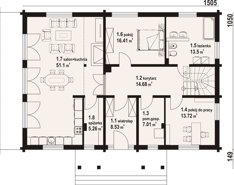 Parter projektu Podsarnie z antresolą dw