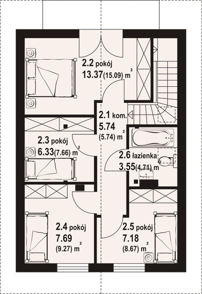 Poddasze projektu Gronów aa 70 dws