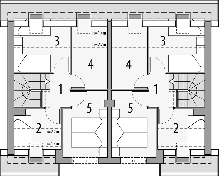 Poddasze projektu Morski 4 - dwulokalowy LLL