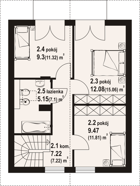 Poddasze projektu Grochowo aa 70 dws