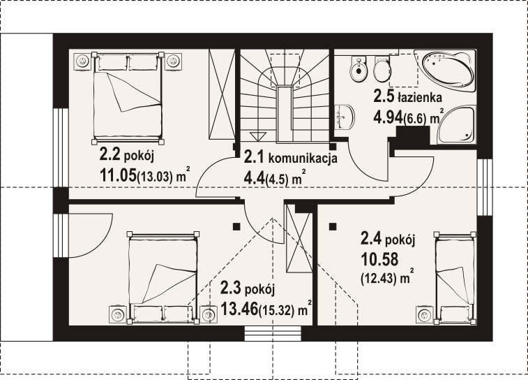 Poddasze projektu Orłowo aa 70 dws