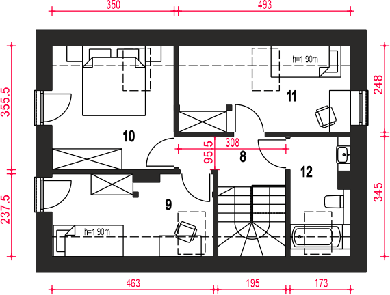 Poddasze projektu Borówka bez garażu [B]