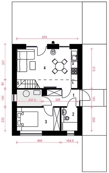 Parter projektu Figiel II bez garażu [B]