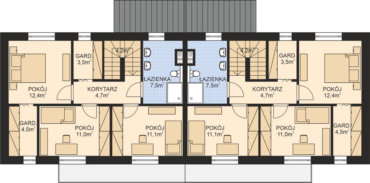 Poddasze projektu APS 327 dwulokalowy