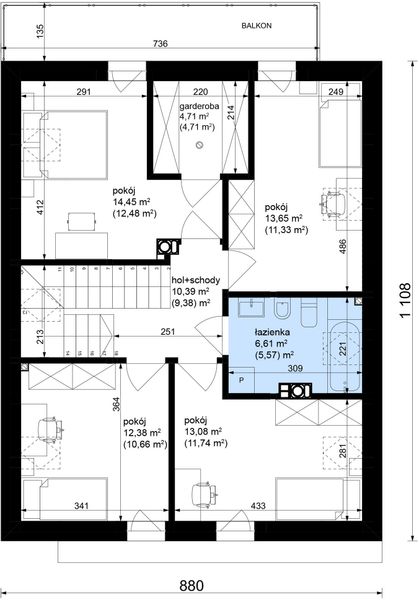 Poddasze projektu Dom na Jodłowej